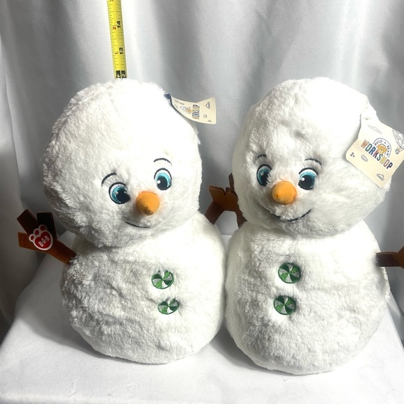 Build A Bear Twin Boy Set White Plush Snowman Toy Christmas Stuffed Animals NWT - Picture 3 of 10